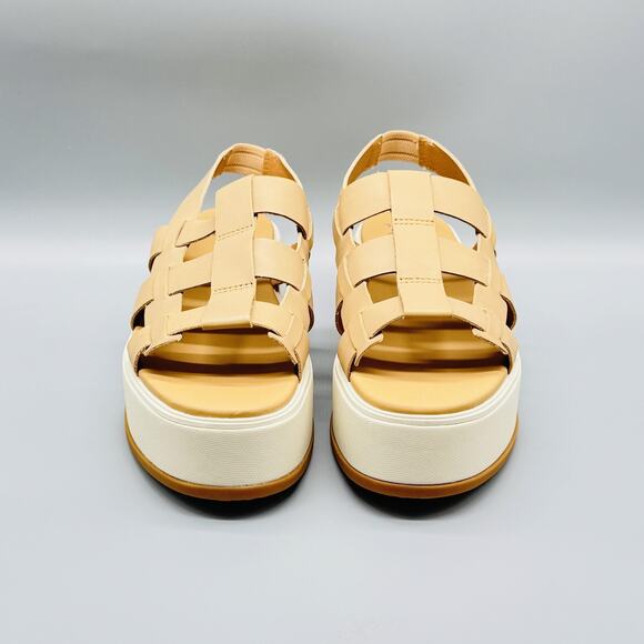 Sorel Sandals Womens 9.5 Beige Leather Dayspring Slingback Platform Wedge NEW - Picture 3 of 12